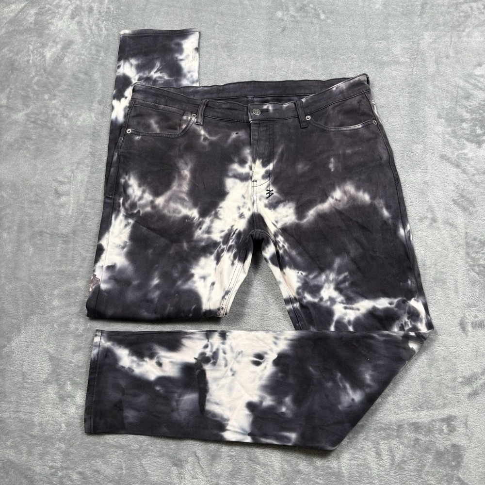 Ksubi Van Winkle Habits Dialled Jeans Men's 38x32 Black White Tie Dye Skinny